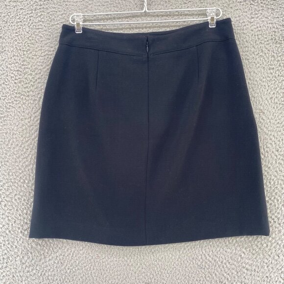 LOFT Skirt Womens 8 Black Mini A Line Button Flap Pocket Stretch Everyday Casual - Picture 3 of 9